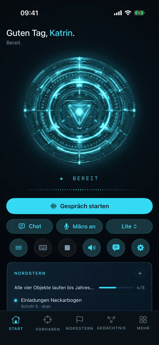 Alpha Prime auf dem iPhone: der Reaktor ist bereit, darunter Gespräch starten